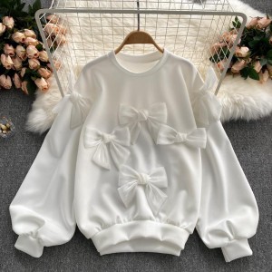 Lazy splice bow hoodie Korean style loose tops for women – PRYCUS MITCHELL INC