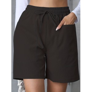 Women’s Easy-Care Casual Polyester Shorts ?C Summer Comfort with Drawstring Waist, Pockets, and Solid Color Design – PRYCUS MITCHELL INC