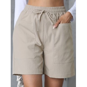 Women’s Easy-Care Casual Polyester Shorts ?C Summer Comfort with Drawstring Waist, Pockets, and Solid Color Design – PRYCUS MITCHELL INC