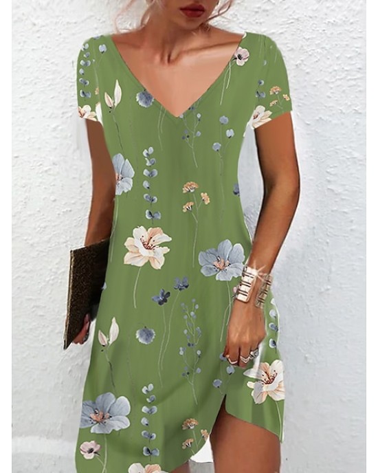 Casual Dress Summer Dress Print Dress Floral Print V Neck Mini Dress Active Fashion Outdoor Daily Short Sleeve Regular Fit Black And White Olive Green Colourful Summer Spring S M L XL XXL – PRYCUS MITCHELL INC Casual Dress Summer Dress Print Dress Floral Print V Neck Mini Dress Active Fashion Outdoor Daily Short Sleeve Regular Fit Black And White Olive Green Colourful Summer Spring S M L XL XXL – PRYCUS MITCHELL INC