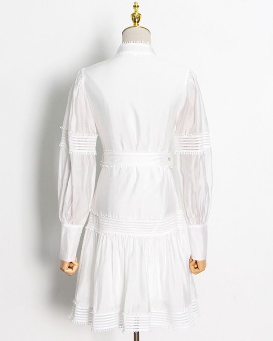 Autumn British style short dress lace lantern sleeve T-back – PRYCUS MITCHELL INC Autumn British style short dress lace lantern sleeve T-back – PRYCUS MITCHELL INC