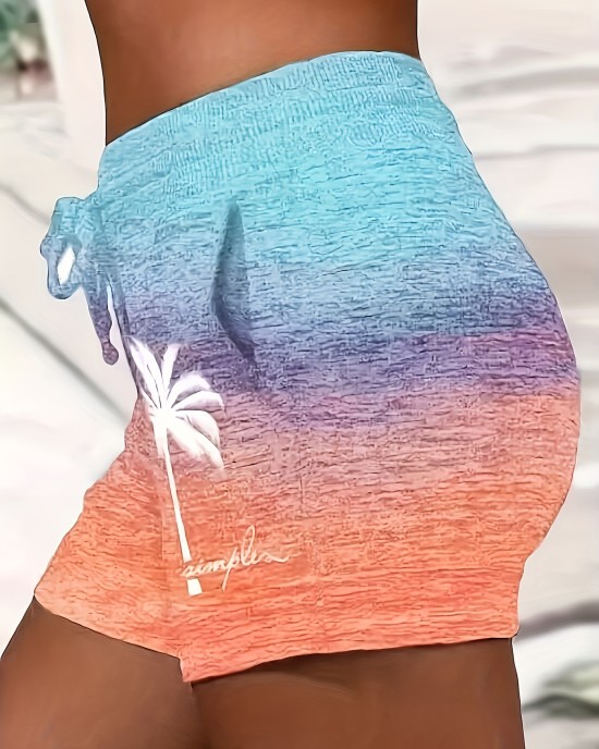 Breezy Tropical Elegance: Versatile Coconut Tree Print Casual Shorts for Women with Elastic Drawstring Waist, Durable & Easy-Care – PRYCUS MITCHELL INC Breezy Tropical Elegance: Versatile Coconut Tree Print Casual Shorts for Women with Elastic Drawstring Waist, Durable & Easy-Care – PRYCUS MITCHELL INC