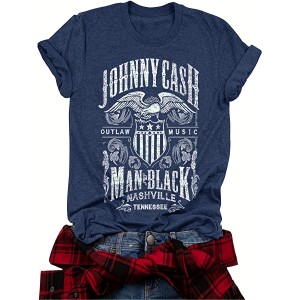 Vintage Country Music Festival Print T-Shirt, Retro Style Short Sleeve Crew Neck Casual Top For All Season, Women’s Clothing – PRYCUS MITCHELL INC