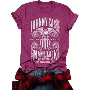 Vintage Country Music Festival Print T-Shirt, Retro Style Short Sleeve Crew Neck Casual Top For All Season, Women’s Clothing – PRYCUS MITCHELL INC