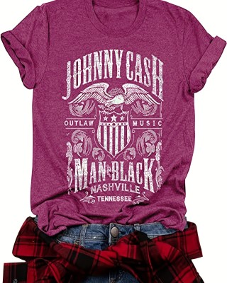 Vintage Country Music Festival Print T-Shirt, Retro Style Short Sleeve Crew Neck Casual Top For All Season, Women’s Clothing – PRYCUS MITCHELL INC