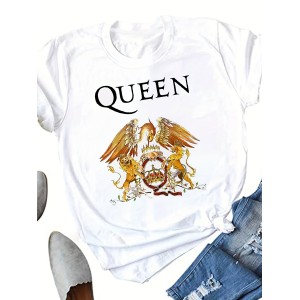 Women’s Retro Print T-shirt, Vintage Cool Short Sleeve T-shirt, Women’s Clothing – PRYCUS MITCHELL INC