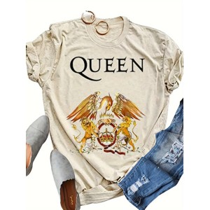 Women’s Retro Print T-shirt, Vintage Cool Short Sleeve T-shirt, Women’s Clothing – PRYCUS MITCHELL INC