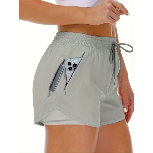 Solid Color 2-in-1 Sports Running Fitness Shorts With Multi Pockets, Women’s Activewear – PRYCUS MITCHELL INC