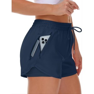 Solid Color 2-in-1 Sports Running Fitness Shorts With Multi Pockets, Women’s Activewear – PRYCUS MITCHELL INC
