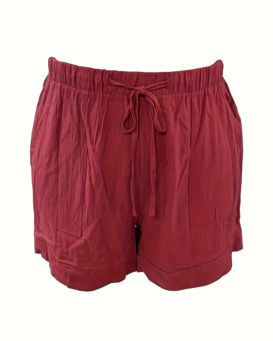 Plus Size Casual Shorts, Women’s Plus Solid Elastic Waist Drawstring Pipping Loose Shorts With Pockets – PRYCUS MITCHELL INC Plus Size Casual Shorts, Women’s Plus Solid Elastic Waist Drawstring Pipping Loose Shorts With Pockets – PRYCUS MITCHELL INC