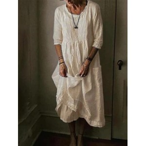 Cotton Linen Dress Casual Dress Maxi long Dress Cotton Basic Casual Outdoor Daily Vacation Crew Neck Pocket Half Sleeve Summer Spring 2023 Loose Fit Black Yellow Blue Plain S M L XL 2XL – PRYCUS MITCHELL INC