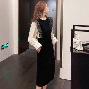 Long autumn and winter long sleeve splice dress – PRYCUS MITCHELL INC