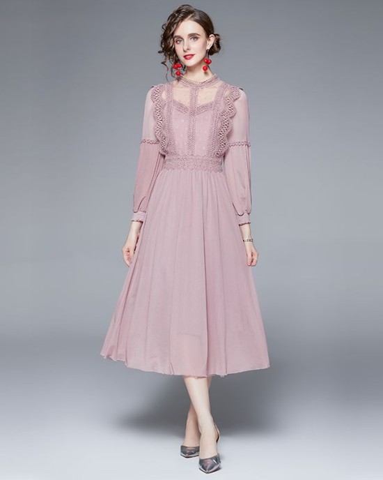 Lace autumn long sleeve court style ladies dress for women – PRYCUS MITCHELL INC Lace autumn long sleeve court style ladies dress for women – PRYCUS MITCHELL INC