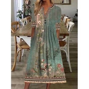 Casual Dress Shift Dress Midi Dress Navy Blue Blue Orange Half Sleeve Floral Ruched Summer Spring V Neck Vintage Christmas Vacation 2023 S M L XL XXL 3XL – PRYCUS MITCHELL INC