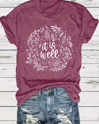 Letter & Moon Print Crew Neck T-shirt, Casual Short Sleeve Top For Spring & Summer, Women’s Clothing – PRYCUS MITCHELL INC