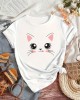 Cat Print Casual T-Shirt, Round Neck Short Sleeves Versatile Sports Tee, Women’s Comfy Tops – PRYCUS MITCHELL INC Cat Print Casual T-Shirt, Round Neck Short Sleeves Versatile Sports Tee, Women’s Comfy Tops – PRYCUS MITCHELL INC