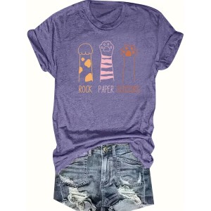 Women’s Cat Paw Print Tee – Comfy, Casual & Stretchy, Perfect for Springu002FSummer – Easy-Care Top – PRYCUS MITCHELL INC